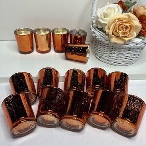 Just Artifacts Candle Holder Glass Mercury Wedding Decor Rustic Farmhouse Amber